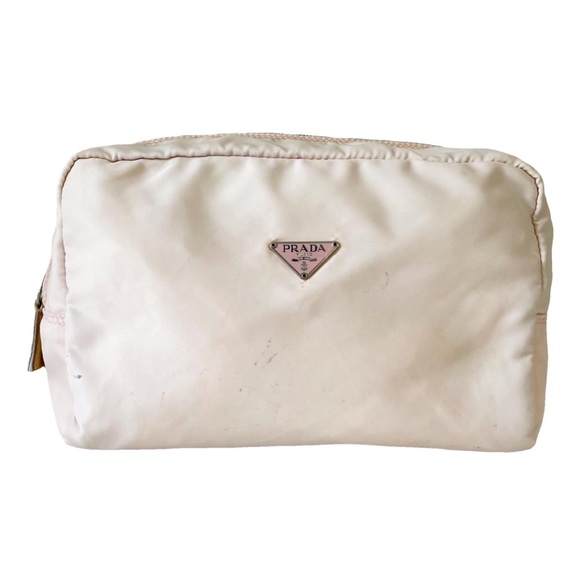 Prada pink nylon triangle logo medium zip pouch - Picture 1 of 11